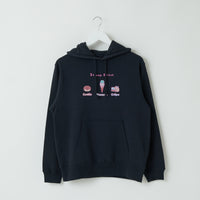 "Stroop effect" パーカー（企画：東問） ライトブルー ネイビー グレー アイボリー ブラック 心理学 ネットミーム マリン 海の生き物 スイーツ たこ マンボウ アンモナイト QuizKnock クイズノック 秋冬 レディース メンズ 人気 おしゃれ 20代 30代 - QurioStore QurioS