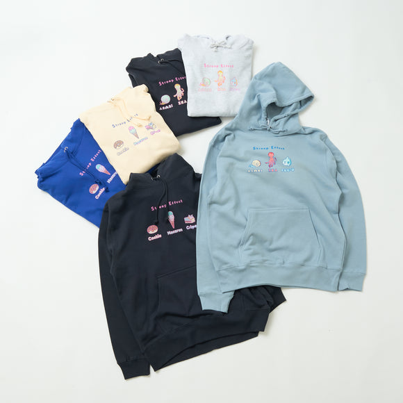 "Stroop effect" パーカー（企画：東問） ライトブルー ネイビー グレー アイボリー ブラック 心理学 ネットミーム マリン 海の生き物 スイーツ たこ マンボウ アンモナイト QuizKnock クイズノック 秋冬 レディース メンズ 人気 おしゃれ 20代 30代 - QurioStore QurioS