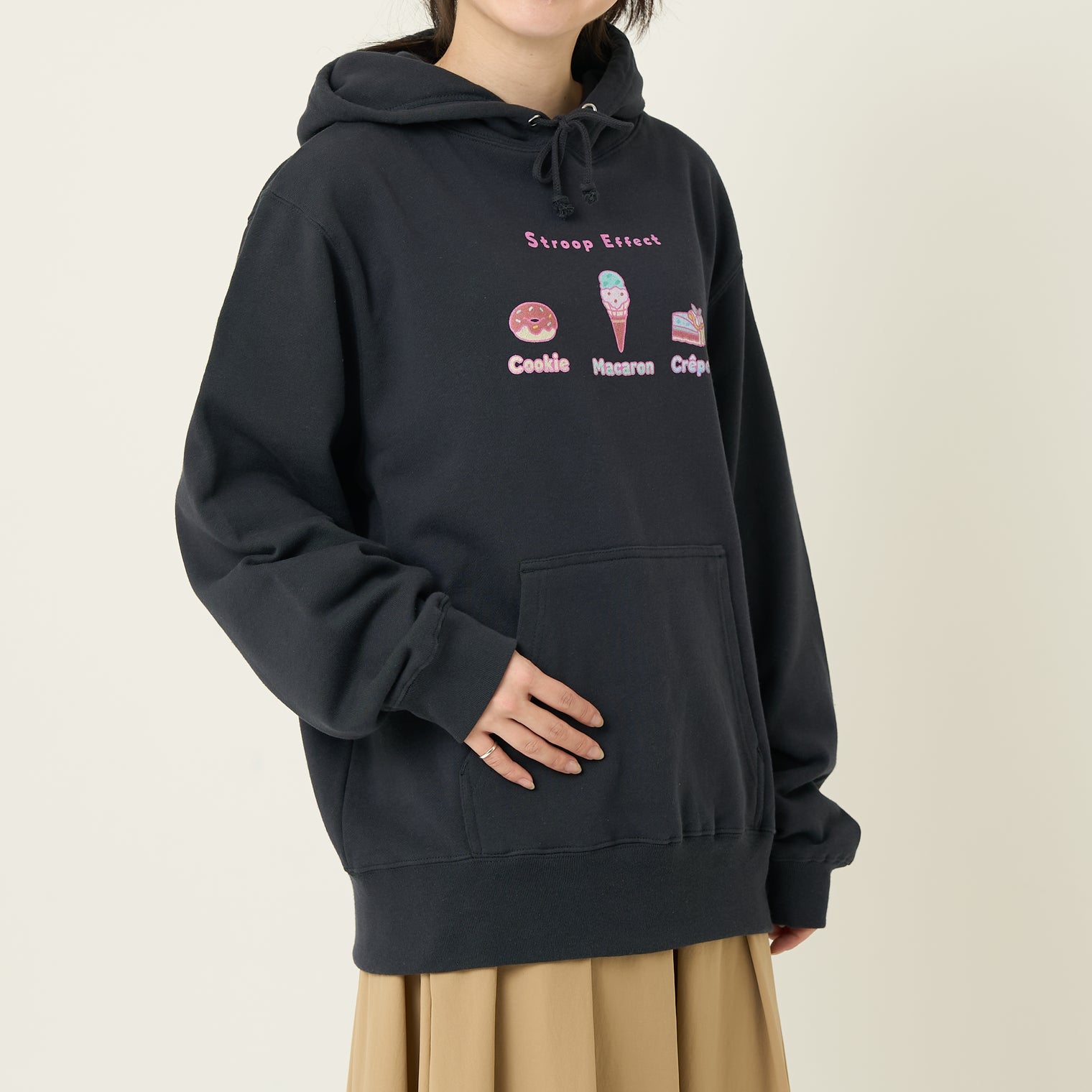 "Stroop effect" パーカー（企画：東問） ライトブルー ネイビー グレー アイボリー ブラック 心理学 ネットミーム マリン 海の生き物 スイーツ たこ マンボウ アンモナイト QuizKnock クイズノック 秋冬 レディース メンズ 人気 おしゃれ 20代 30代 - QurioStore QurioS