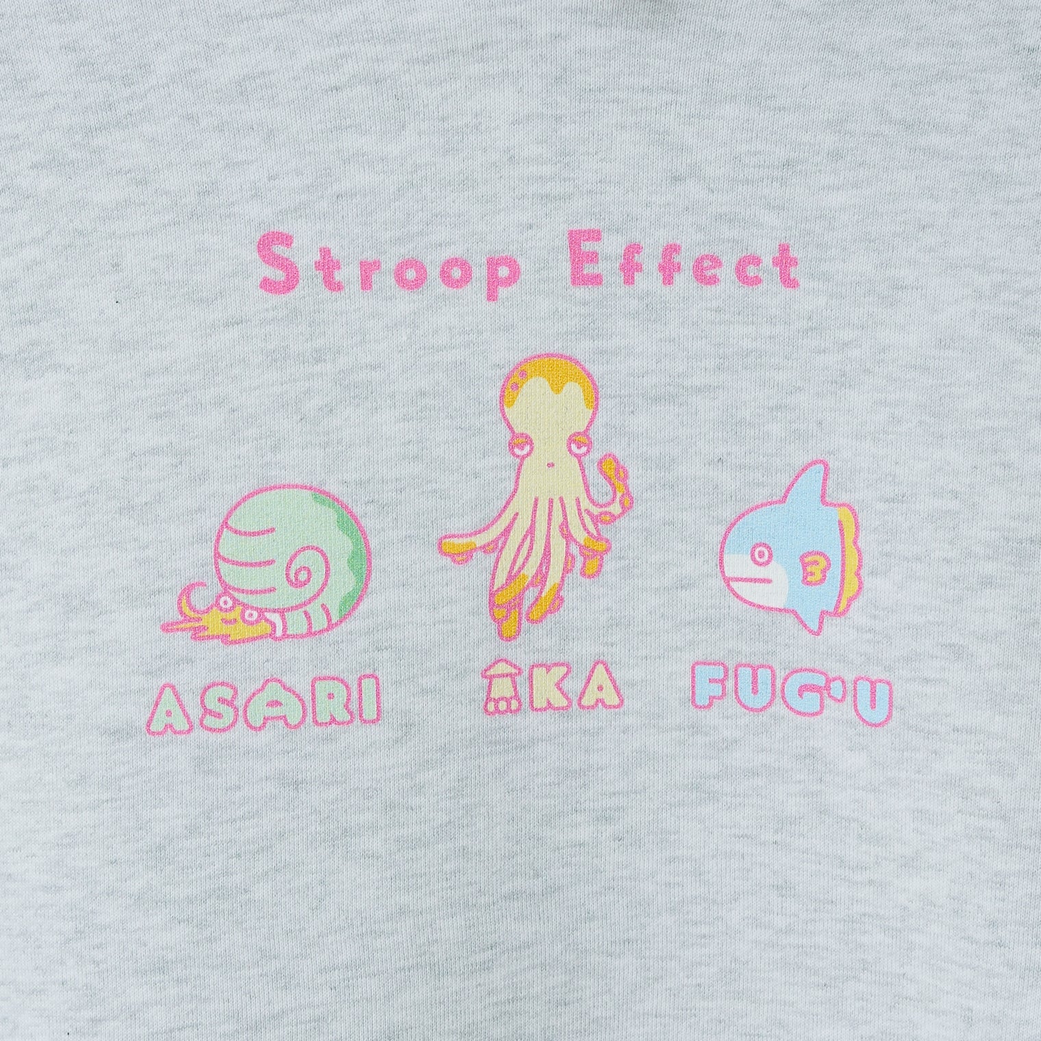 "Stroop effect" パーカー（企画：東問） ライトブルー ネイビー グレー アイボリー ブラック 心理学 ネットミーム マリン 海の生き物 スイーツ たこ マンボウ アンモナイト QuizKnock クイズノック 秋冬 レディース メンズ 人気 おしゃれ 20代 30代 - QurioStore QurioS