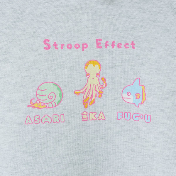 "Stroop effect" パーカー（企画：東問） ライトブルー ネイビー グレー アイボリー ブラック 心理学 ネットミーム マリン 海の生き物 スイーツ たこ マンボウ アンモナイト QuizKnock クイズノック 秋冬 レディース メンズ 人気 おしゃれ 20代 30代 - QurioStore QurioS