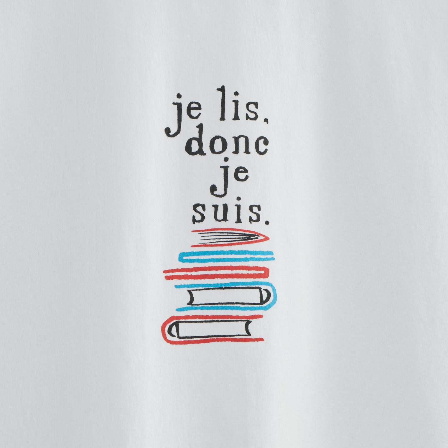 "我読む、ゆえに我あり" Tシャツ ホワイト ネイビー サンドベージュ 哲学 デカルト 方法序説 我思う ゆえに我あり オーバーサイズ 読書 カフェ レディース メンズ 人気 おしゃれ 20代 30代 - QurioStore QurioS