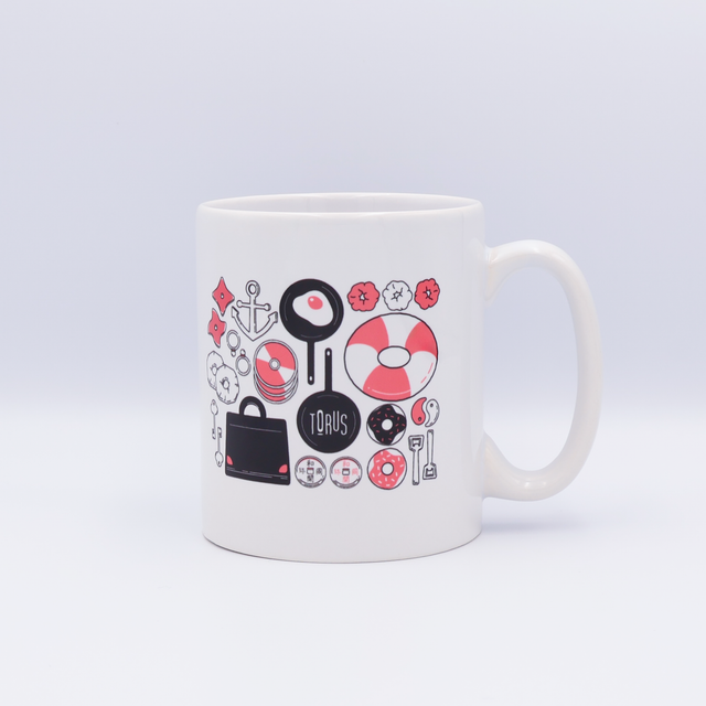 "Torus" マグカップ ホワイト 数学 位相幾何学 マグカップ ドーナツ 浮き輪 トーラス - QurioStore QurioS