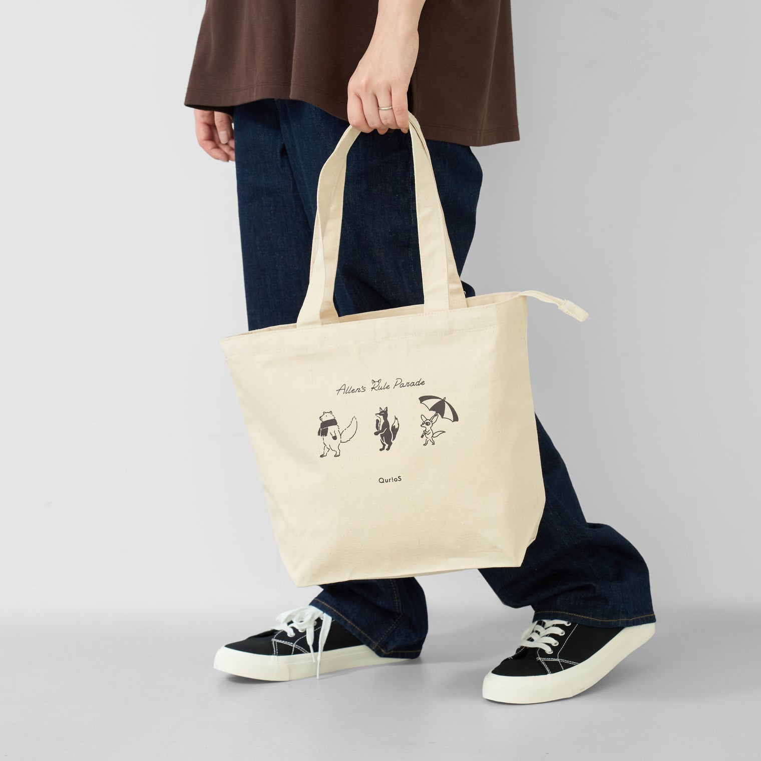 Allen’s rule parade トートバッグ キツネ ベージュ キツネ バッグ クイズノック グッズ レディース メンズ 人気 おしゃれ 20代 30代 - QurioStore QuizKnock
