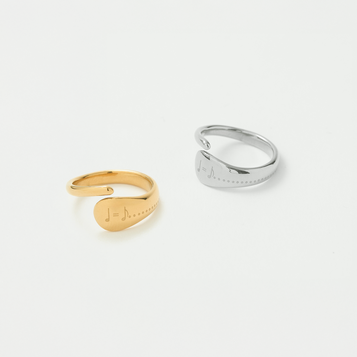 "無限付点" 音符リング シルバー ゴールド 音楽 数学 リング 付点 四分音符 八分音符 レディース メンズ 人気 おしゃれ 20代 30代 - QurioStore QurioS