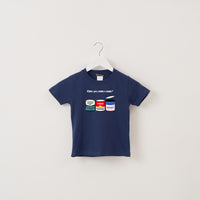 "Can" Tシャツ【キッズ】 ネイビー 英語 Tシャツ 缶 クイズノック グッズ キッズ 親子 ファミリー 人気 おしゃれ - QurioStore QurioS Kids