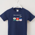 "Can" Tシャツ【キッズ】 ネイビー 英語 Tシャツ 缶 クイズノック グッズ キッズ 親子 ファミリー 人気 おしゃれ - QurioStore QurioS Kids