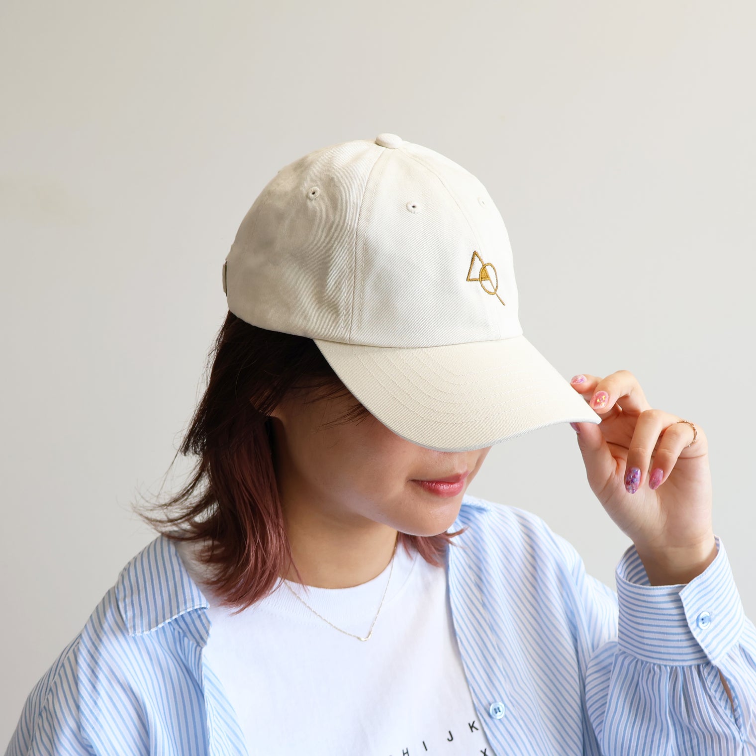 "cap"キャップ アイボリー ホワイト 数学 積集合 帽子 刺繍 - QurioStore QurioS