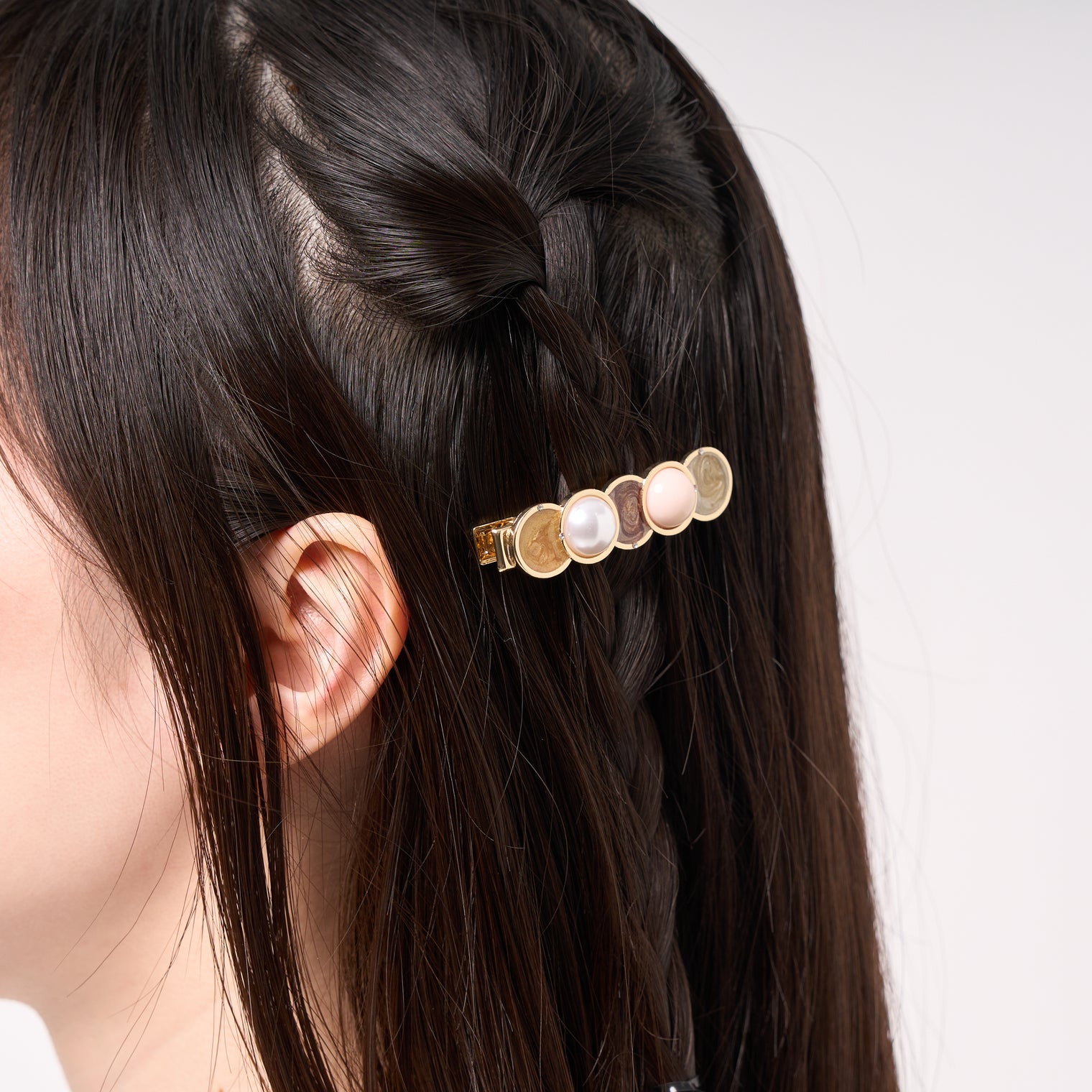 "Cycloid" ヘアクリップ ピンク ブラウン 数学 物理 サイクロイド曲線 ヘアアクセサリー バレッタ かわいい おしゃれ おすすめ 仕事 アレンジ - QurioStore QurioS