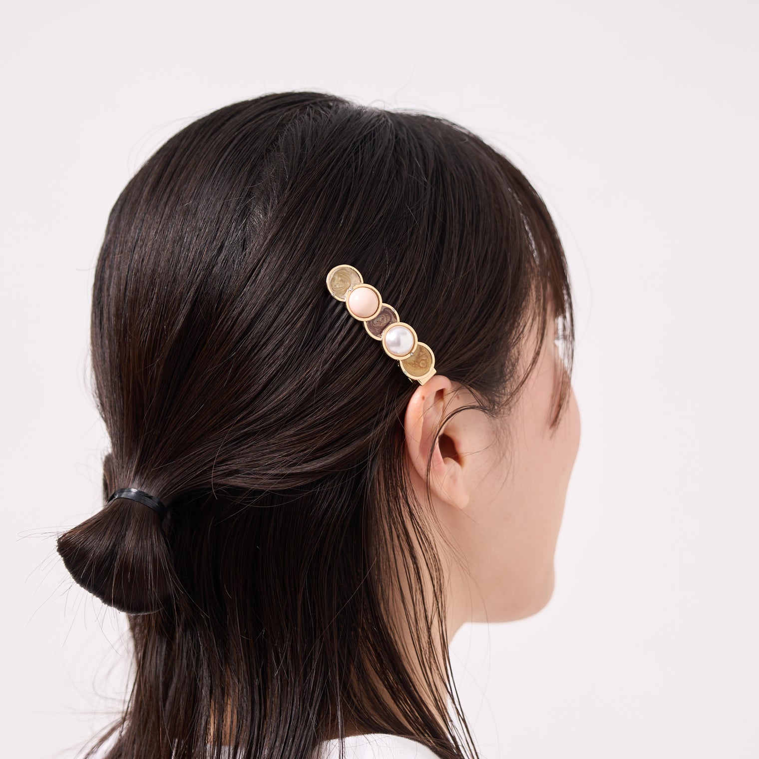 "Cycloid" ヘアクリップ ピンク ブラウン 数学 物理 サイクロイド曲線 ヘアアクセサリー バレッタ かわいい おしゃれ おすすめ 仕事 アレンジ - QurioStore QurioS