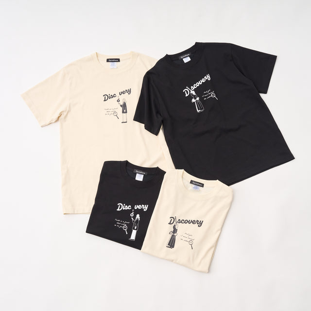 "Discovery" クールタッチTシャツ アイボリー ブラック 物理 物理学 宇宙学 Tシャツ ニュートン ガリレオ りんご 木星 クイズノック グッズ レディース メンズ 人気 おしゃれ 20代 30代 - QurioStore QurioS
