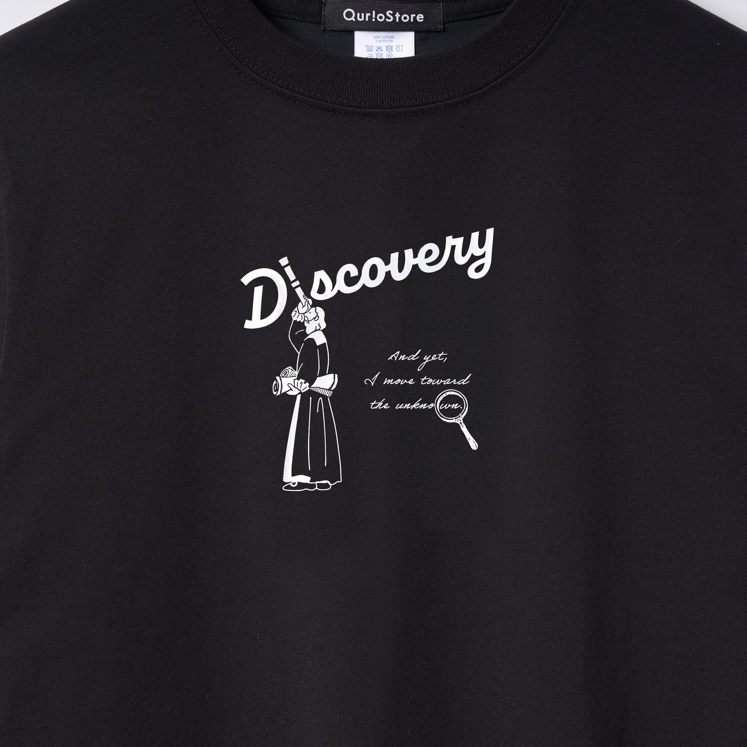 "Discovery" クールタッチTシャツ アイボリー ブラック 物理 物理学 宇宙学 Tシャツ ニュートン ガリレオ りんご 木星 クイズノック グッズ レディース メンズ 人気 おしゃれ 20代 30代 - QurioStore QurioS