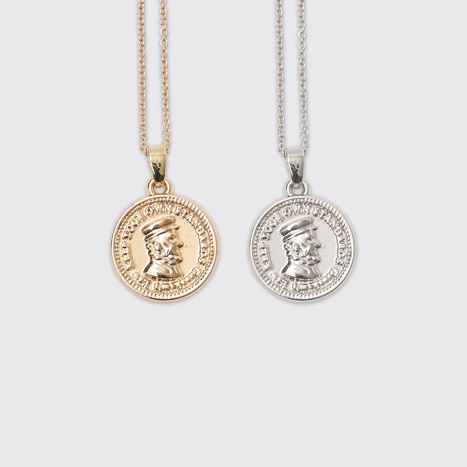 "グレシャムの法則" ネックレス ゴールド シルバー 経済学 貨幣 ネックレス グレシャム クイズノック グッズ レディース メンズ 人気 おしゃれ 20代 30代 - QurioStore QurioS