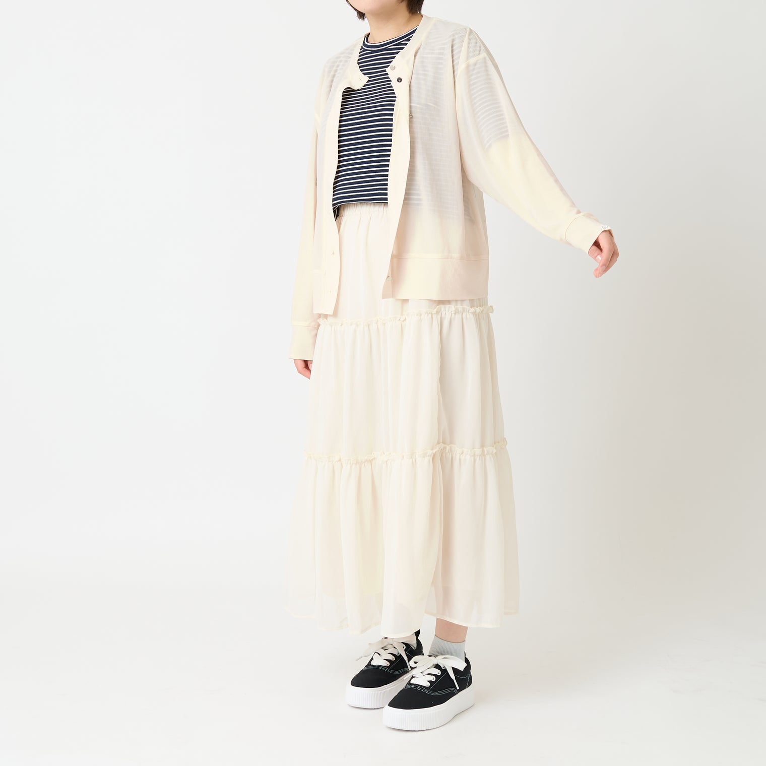 "点P" シアーカーディガン アイボリー 数学 問題 冷房 寒暖差 羽織りもの きれいめ 春夏 - QurioStore QurioS