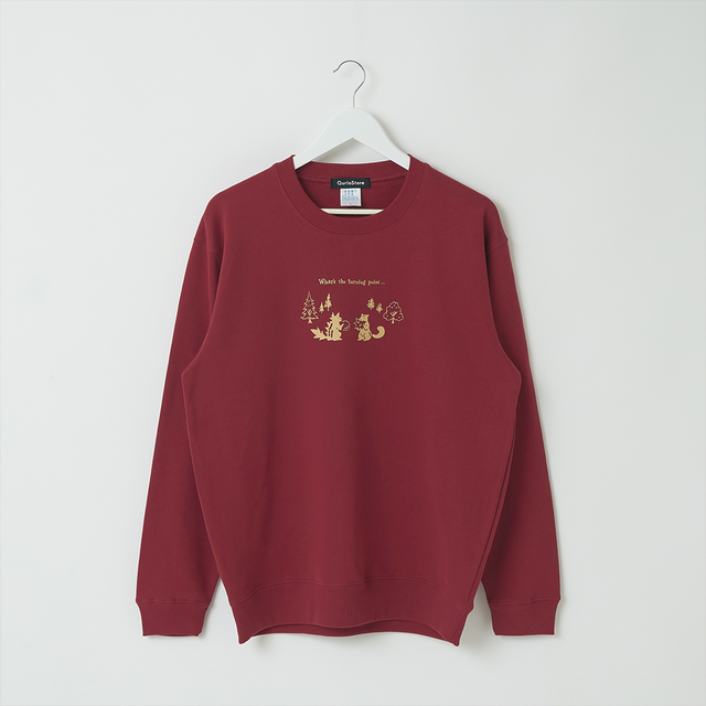 "ギザギザのくるみを食べるリス" 構文木スウェット （企画：東言） バーガンディ レッド ネイビー ダークグレー 言語学 構文解析 QuizKnock クイズノック 秋冬 レディース メンズ 人気 おしゃれ 20代 30代 - QurioStore QurioS