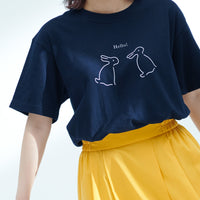 "Same?" Tシャツ ネイビー 哲学 多義図形 錯視 ウサギ アヒル - QurioStore QurioS