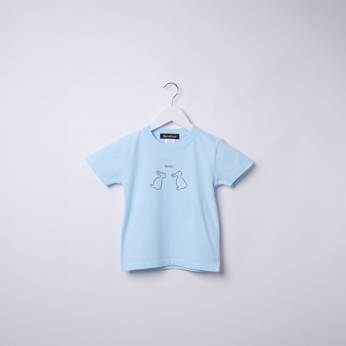 "Same?" Tシャツ【キッズ】 アプリコット オレンジ ブルー ベージュ 心理学 多義図形 Tシャツ ウサギ アヒル クイズノック グッズ キッズ 親子 ファミリー 人気 おしゃれ - QurioStore QurioS Kids