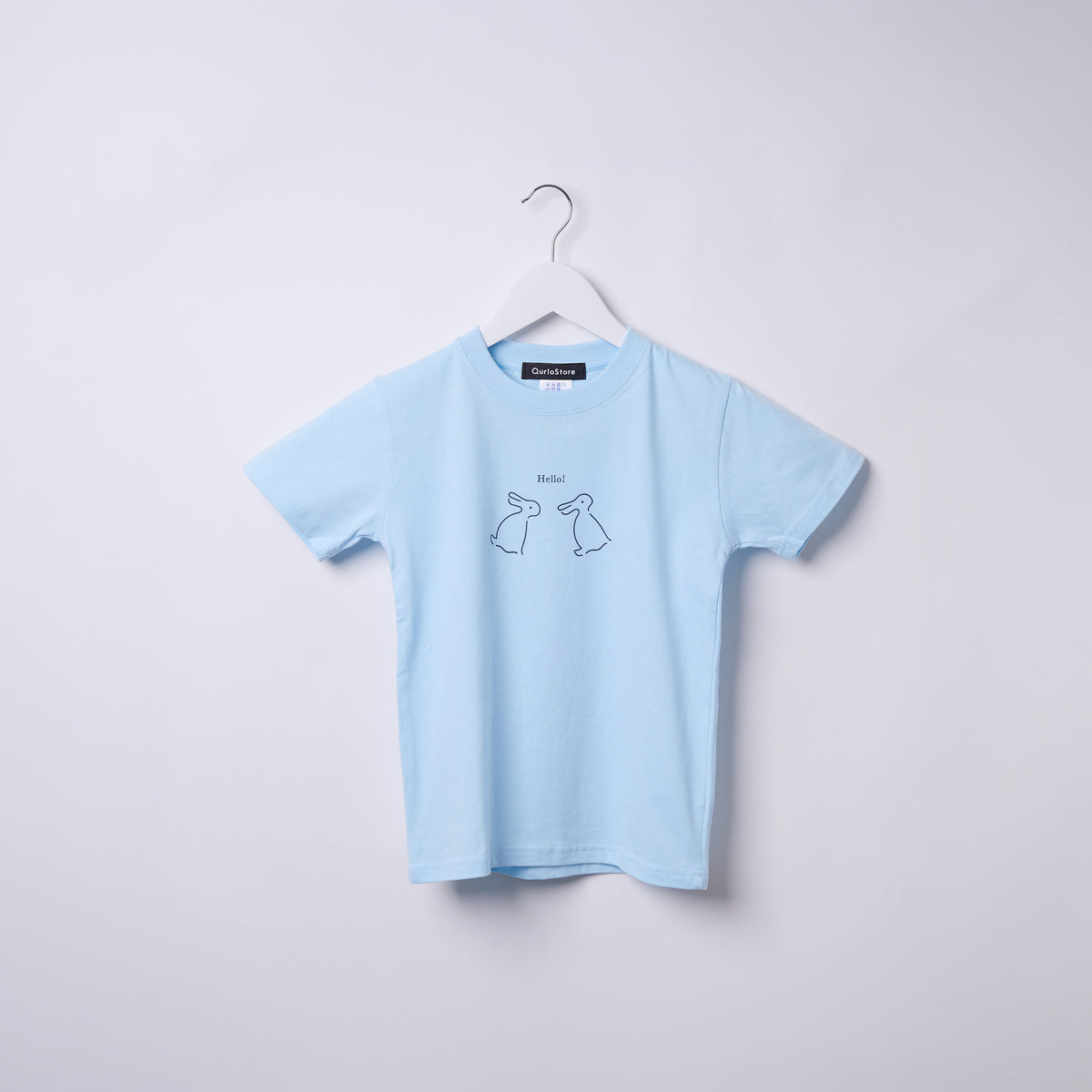 "Same?" Tシャツ【キッズ】 アプリコット オレンジ ブルー ベージュ 心理学 多義図形 Tシャツ ウサギ アヒル クイズノック グッズ キッズ 親子 ファミリー 人気 おしゃれ - QurioStore QurioS Kids