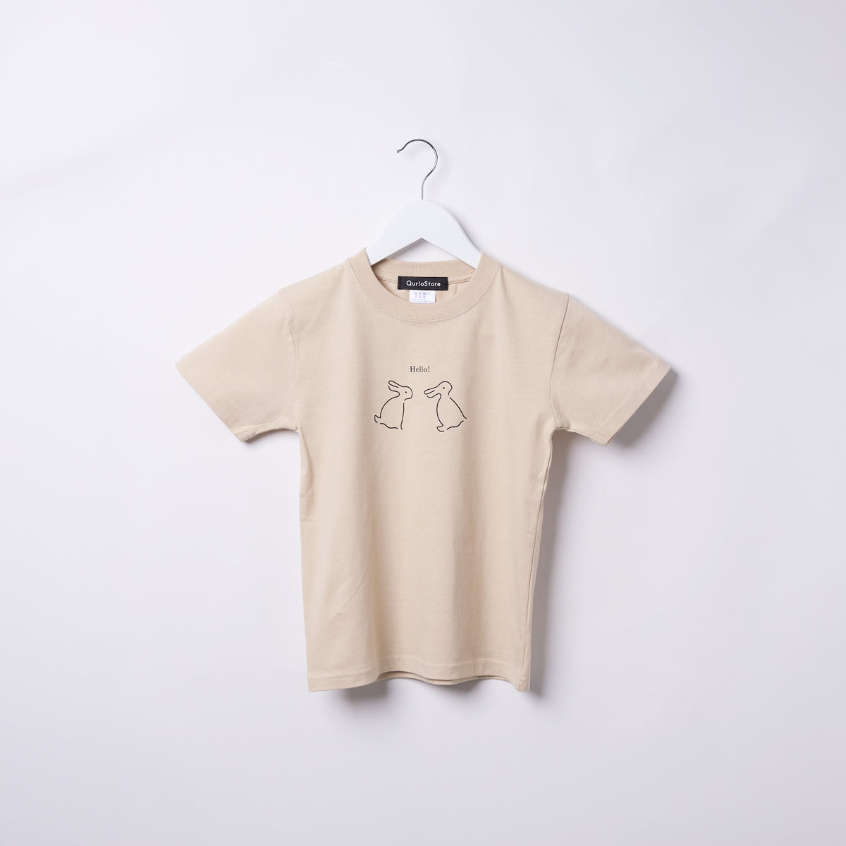 "Same?" Tシャツ【キッズ】 アプリコット オレンジ ブルー ベージュ 心理学 多義図形 Tシャツ ウサギ アヒル クイズノック グッズ キッズ 親子 ファミリー 人気 おしゃれ - QurioStore QurioS Kids