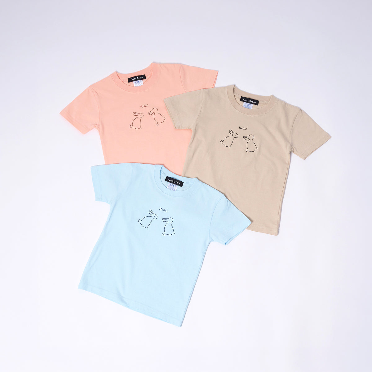 "Same?" Tシャツ【キッズ】 アプリコット オレンジ 心理学 多義図形 Tシャツ ウサギ アヒル クイズノック グッズ キッズ 親子 ファミリー 人気 おしゃれ - QurioStore QurioS Kids