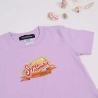 "超伝導" Tシャツ【キッズ】 ラベンダー パープル 物理 超伝導 Tシャツ コイン 稲妻 クイズノック グッズ キッズ 親子 ファミリー 人気 おしゃれ - QurioStore QurioS Kids
